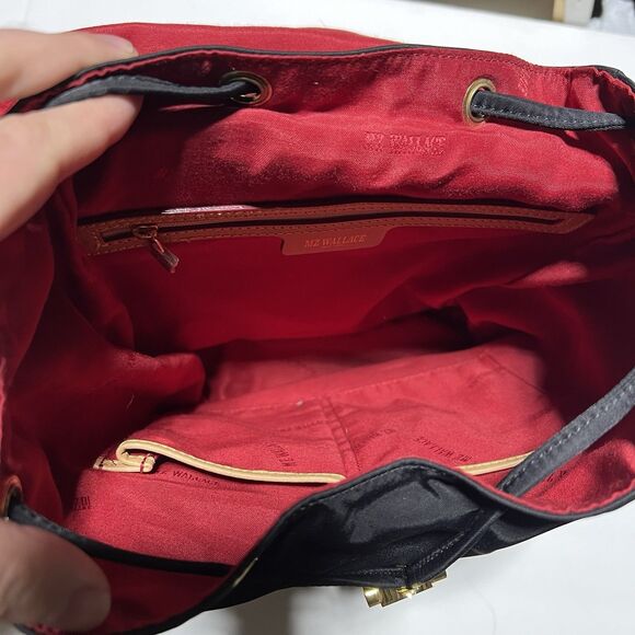 MZ Wallace Marlena backpack in black nylon and leather with red accents. - Picture 5 of 8